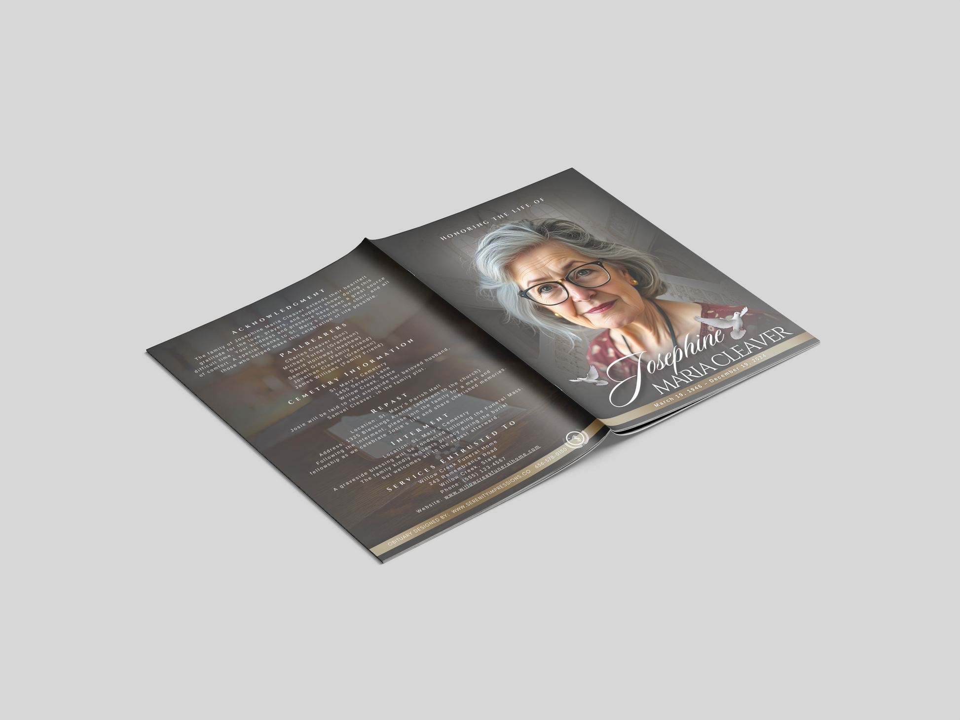 4 Page Obituary Design - Serenity Impressions