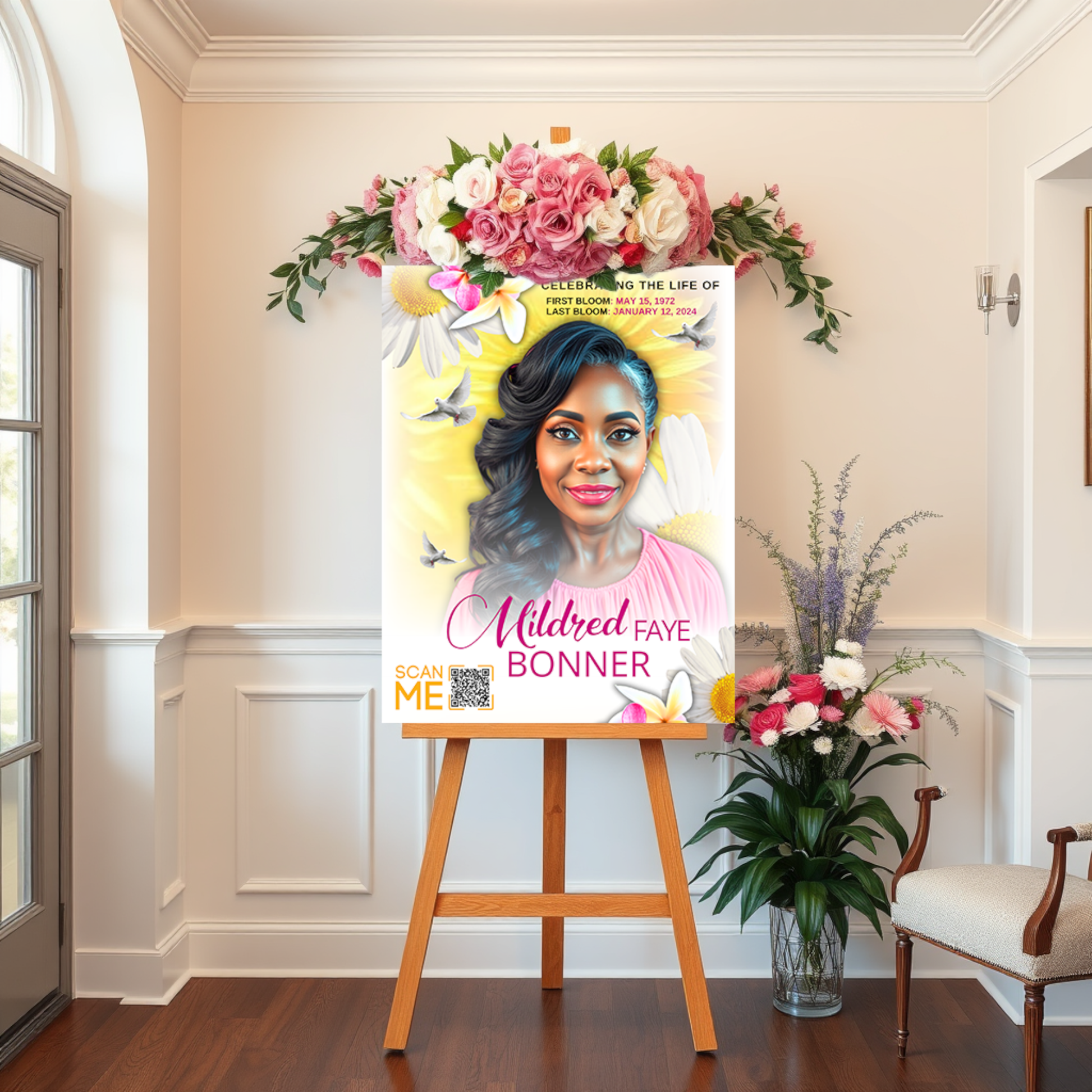 Custom Funeral Obituary QR Code Boards - Serenity Impressions