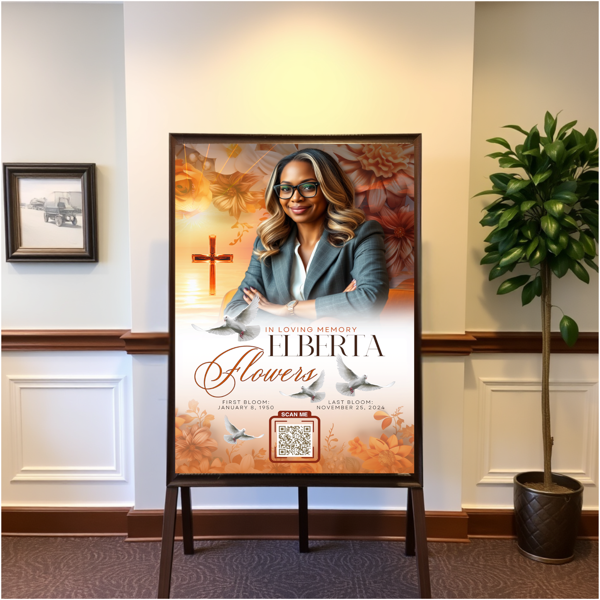 Custom Funeral Obituary QR Code Boards - Serenity Impressions