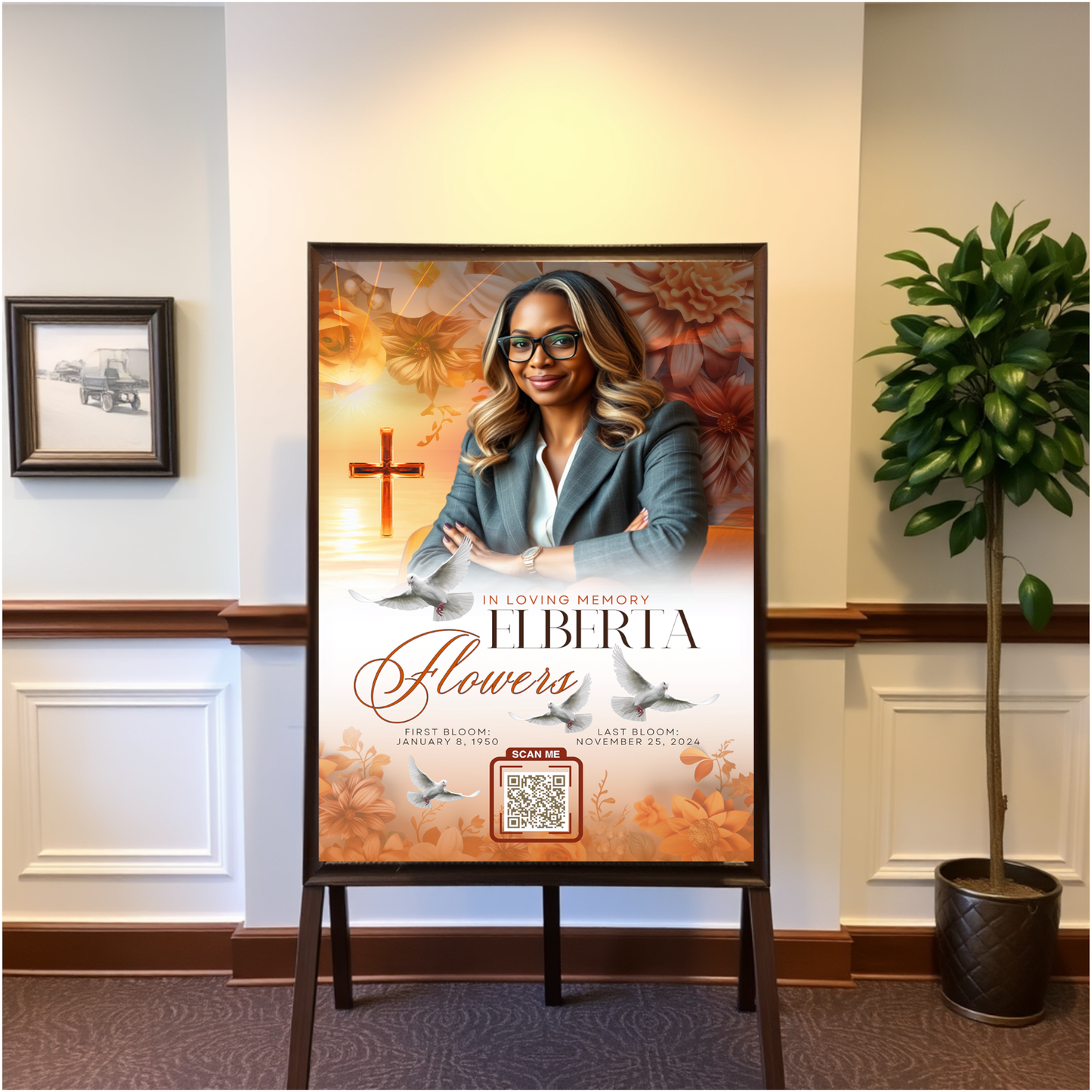 Custom Funeral Obituary QR Code Boards - Serenity Impressions